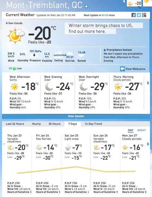 Screenshot Courtesy of The Weather Network.