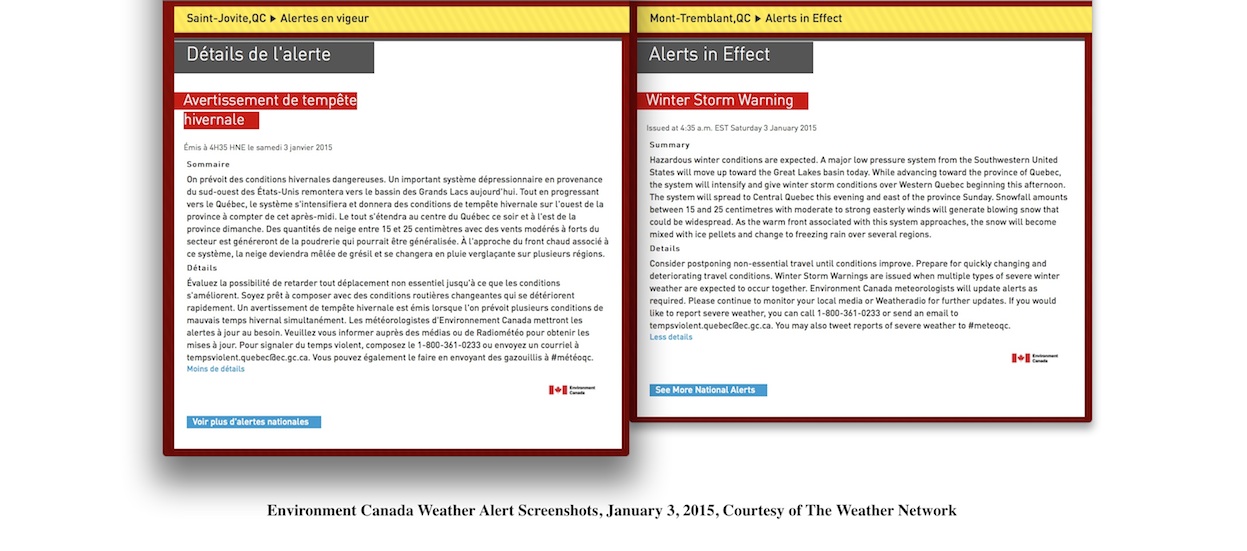 Official Weather Alert Screenshots Courtesy of The Weather Network.