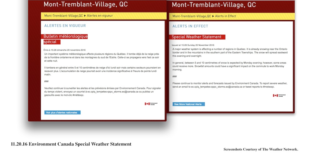 Screenshots Courtesy of The Weather Network.