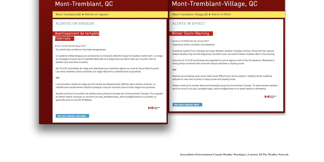 Screenshots Courtesy of The Weather Network.