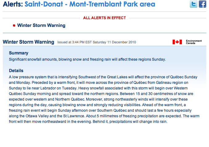 Screenshot courtesy of the WEATHER NETWORK.