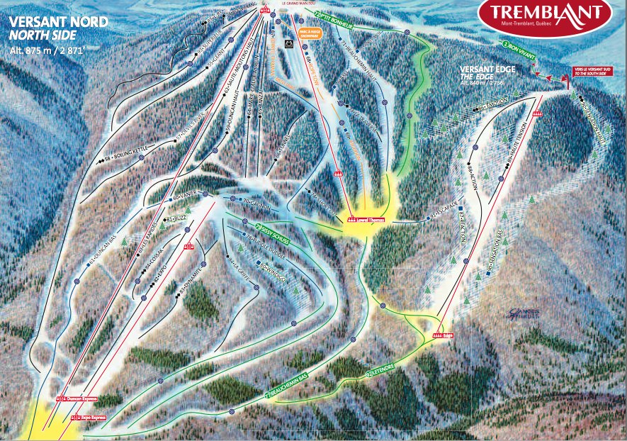 Screenshot of Downloadable pdf Tremblant Versant Nord, North side Trail Map, courtesy of www.Tremblant.ca