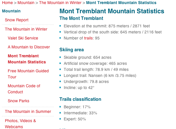 Screenshot Courtesy of www.tremblant.ca