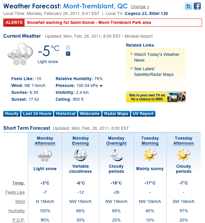 Screenshot Courtesy of The Weather Network.