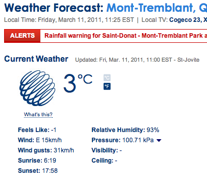 Screenshot Courtesy of The Weather Network.