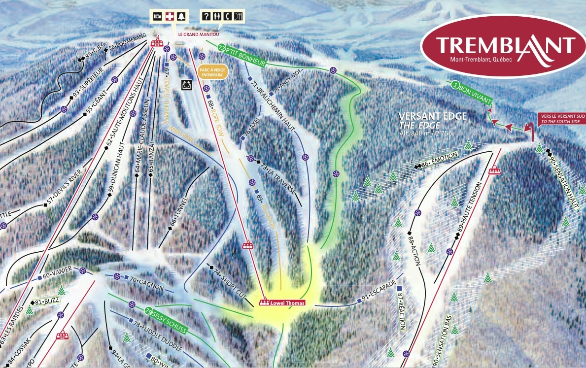 screenshot courtesy of www.tremblant.ca trail map downloadable pdf file.