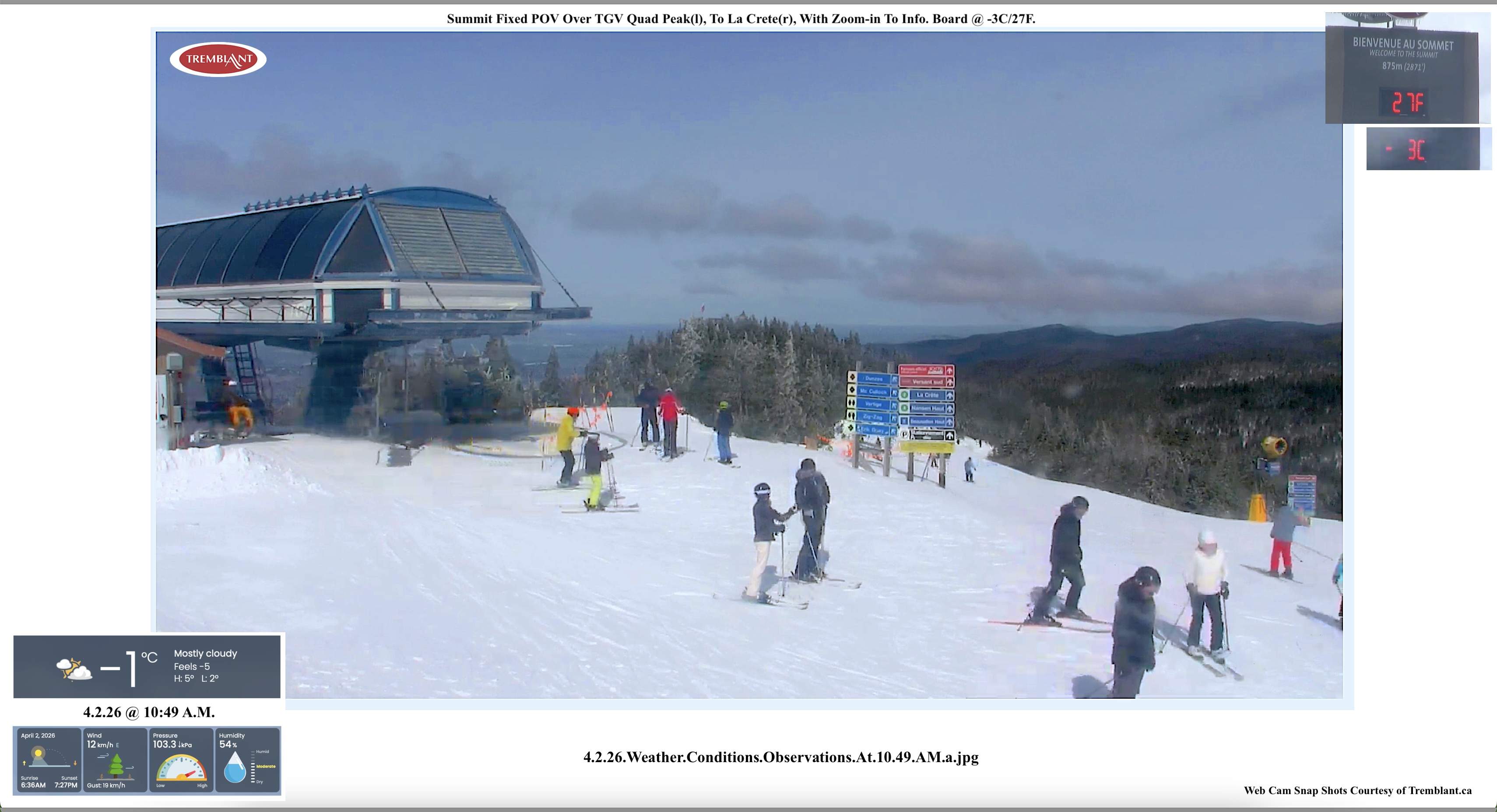 Lower Left Resort Base Weather Data Graphics Courtesy of The Weather Network.