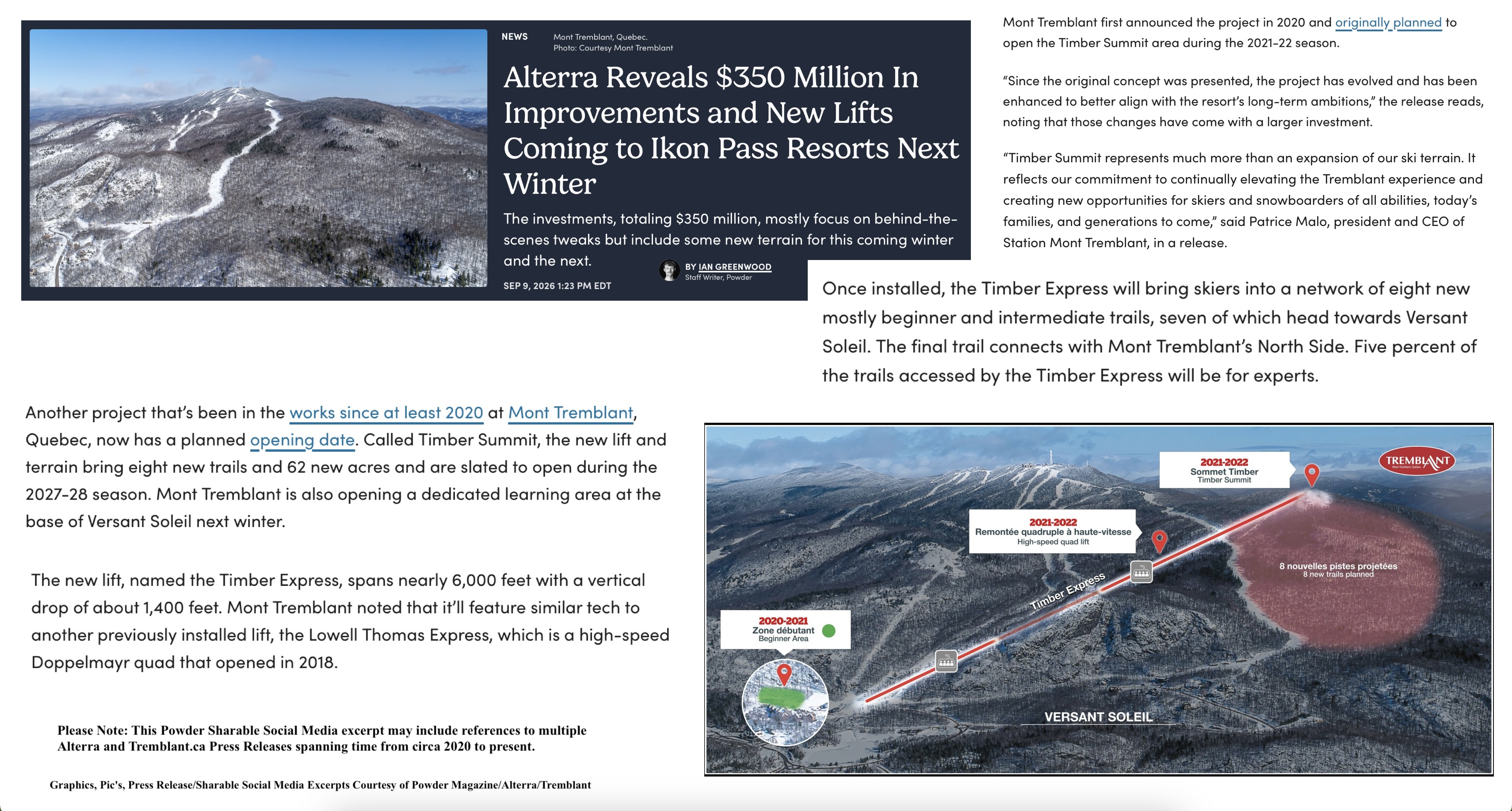 Sharable Social Media Post Courtesy Powder Mag., Ian Greenwood Staff Writer, plus all notated within.