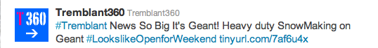 ScreenShot Of www.tremblant360.com Apres Ski Twitter post 12.20.11