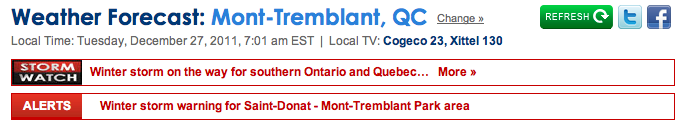 Screenshot Courtesy of The Weather Network.