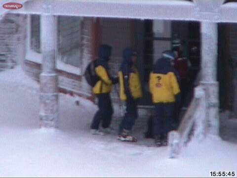 The Tremblant Mountain Info Staff are ready to serve all Tremblant users and as you can see here, they wear distinctive Blue and Yellow parkas with the big &quot;?&quot; symbol on the back. Don't ever hesitate to ask these folks for local knowledge, they all know the Mountain inside out.