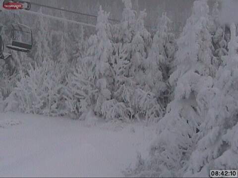 This Snap Shot is taken from the Summit looking North-East, out over the top of the Lowell Thomas Triple Chair. Every little bit helps and gradually, we can see the snow accumulating. If we got a couple of inches every night for the next 4 or 5 days, it could add up quite nicely.