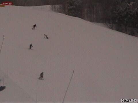 Good Carving conditions on Johannsen as people make their way back to the Gondola for another run.
