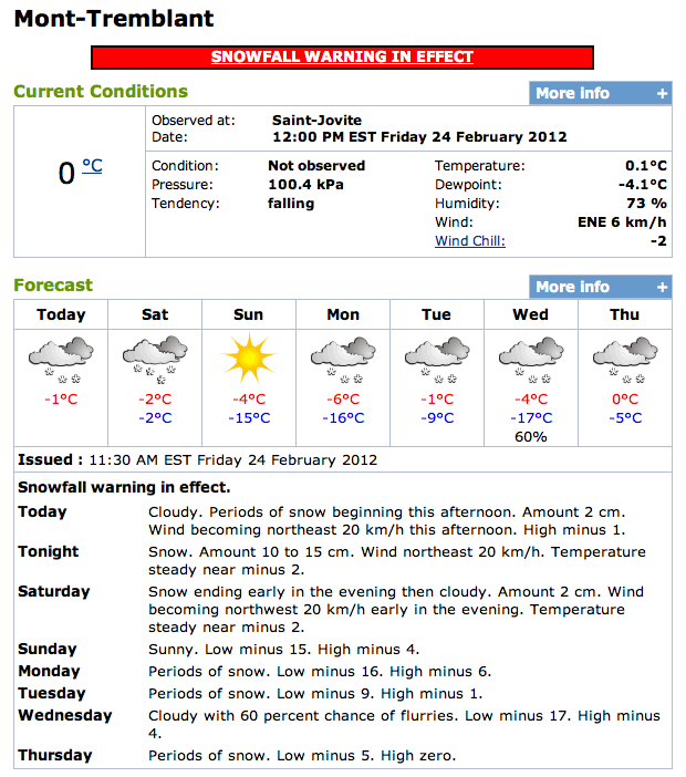 Screenshot Courtesy of Environment Canada Weather Services.