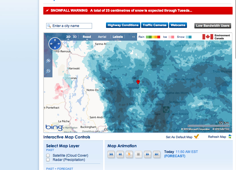 Screenshot courtesy of The Weather Network.