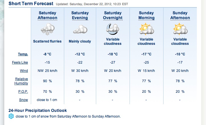 Screenshot courtesy of The Weather Network.