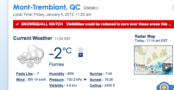 Screenshot courtesy of The Weather Network.