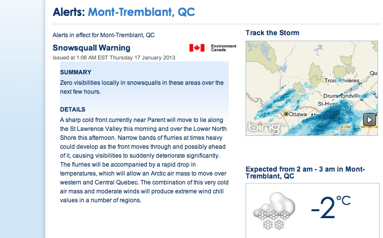 Screenshot Courtesy of The Weather Network.