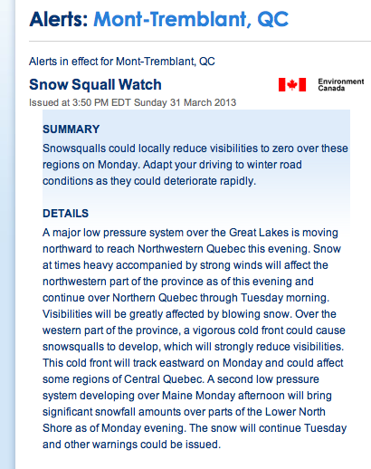 Screenshot Courtesy of The Weather Network.