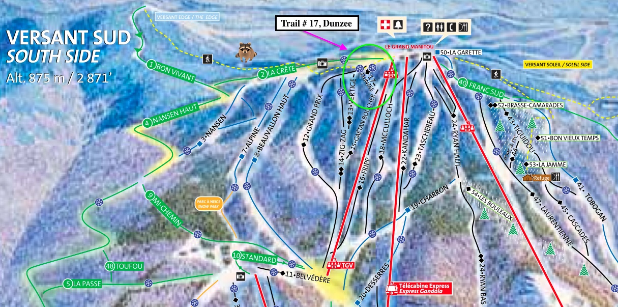 Screenshot of Official Tremblant Trail Map, Courtesy of Tremblant.ca
