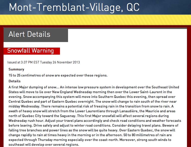 Screenshot Courtesy of The Weather Network.