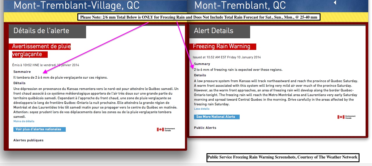 Public Service Weather Warning Screenshots Courtesy of The Weather Network.