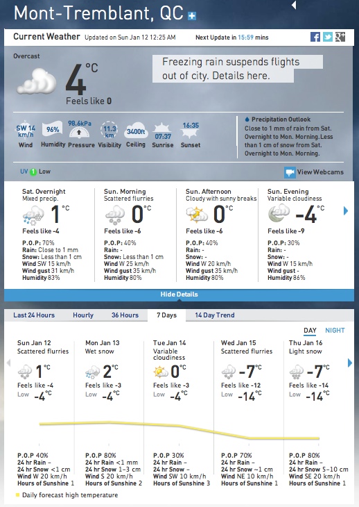 Screenshot, Courtesy of The Weather Network.