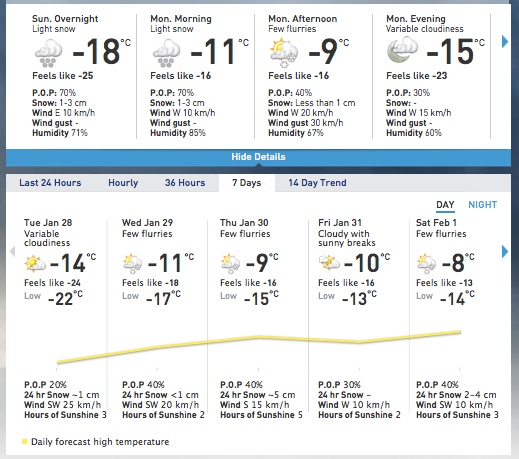 Screenshot Courtesy of The Weather Network.