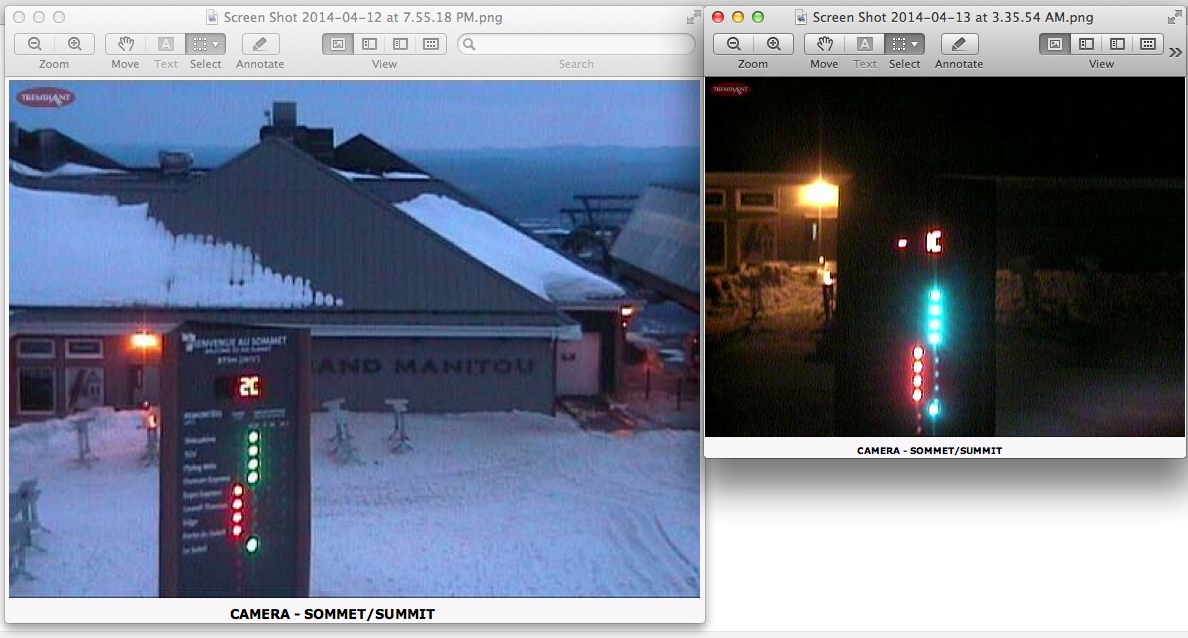 Web Cam Snap Shots Courtesy of Tremblant.ca