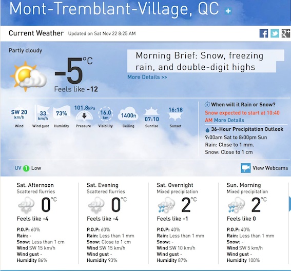 Screenshot Courtesy of The Weather Network.