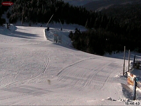 Restoring conditions is a full time job and as soon as the Mountain is cleared at the end of the day, work begins to build the highest quality surfaces into our trails. Here we see the groomers are already  working on Beauchemin from the summit.