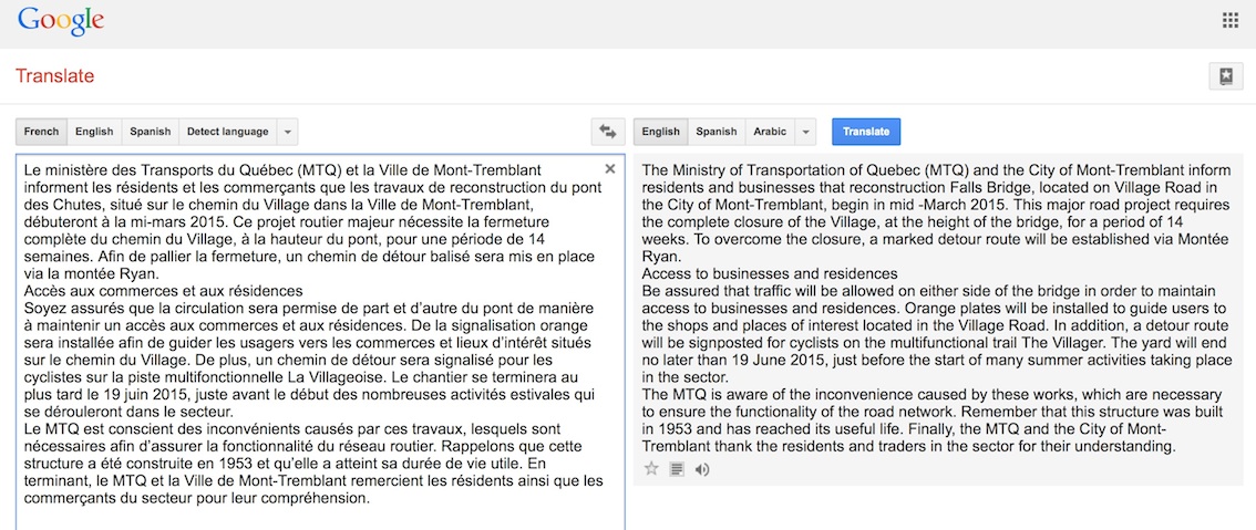 Screenshot Courtesy of Goggle Translate.