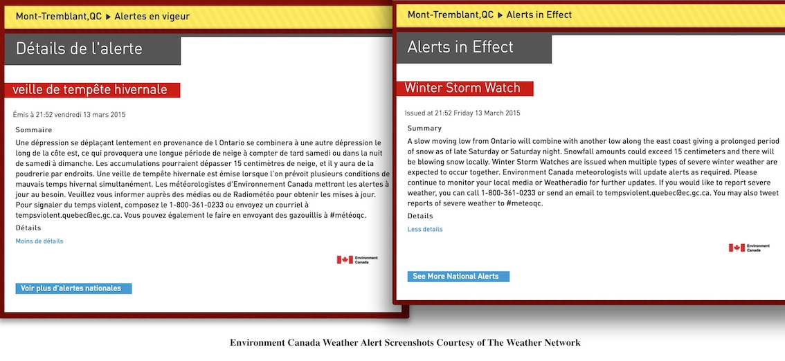 Screenshots Courtesy of The Weather Network.