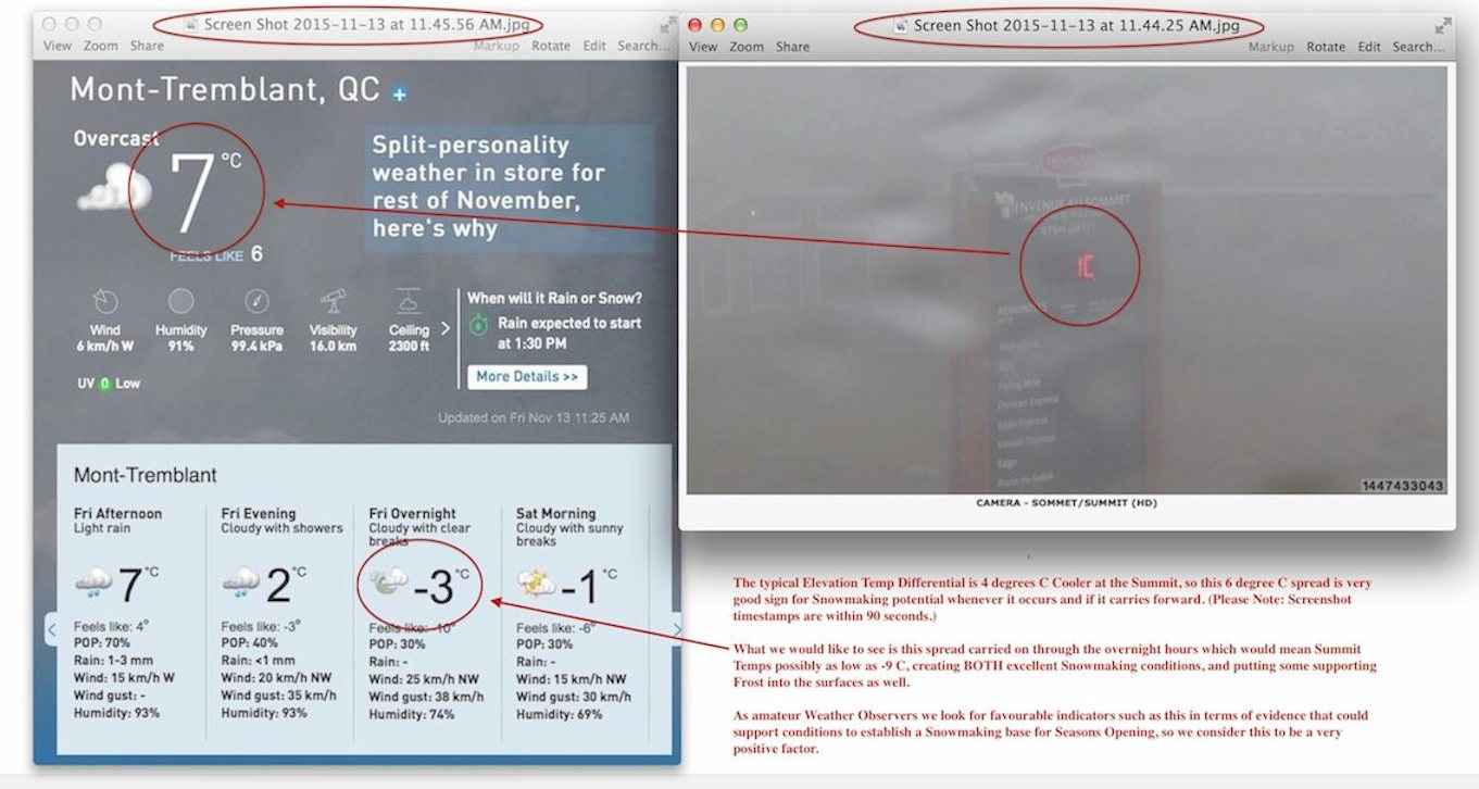 Screenshots Courtesy of The Weather Network and Tremblant.ca