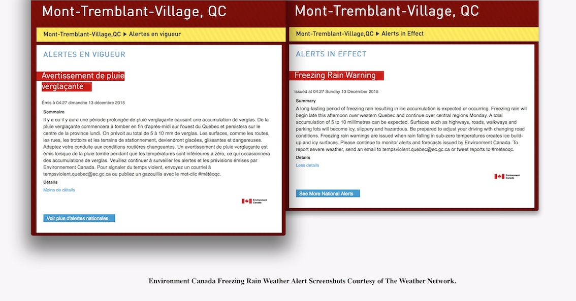 Environment Canada Weather Warning Screenshots Courtesy of The Weather Network.