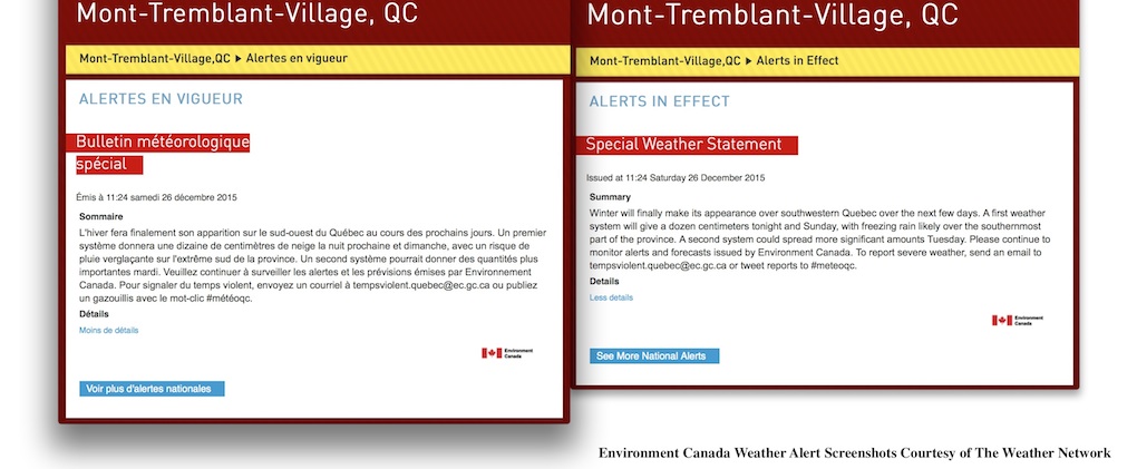 Screenshots Courtesy of The Weather Network.