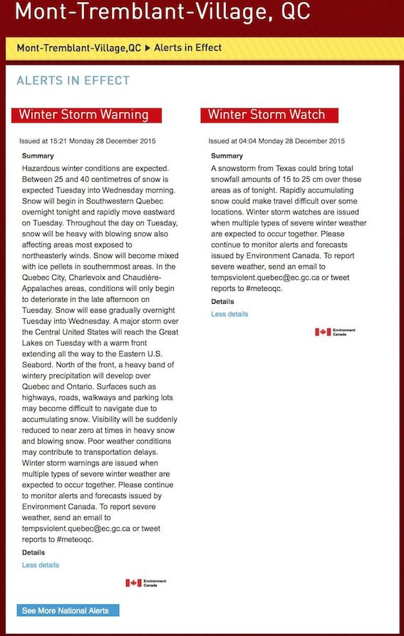 Screenshot Courtesy of The Weather Network.