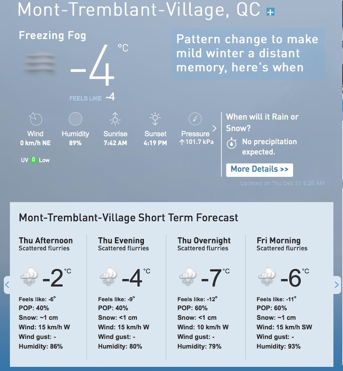 Screenshot Courtesy of The Weather Network.