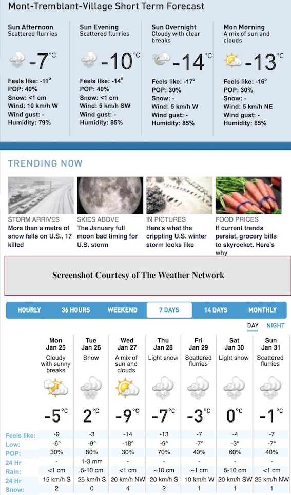 Screenshot courtesy of The Weather Network.