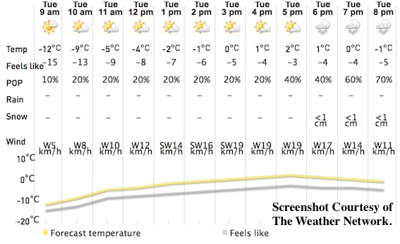Screenshot Courtesy of The Weather Network.