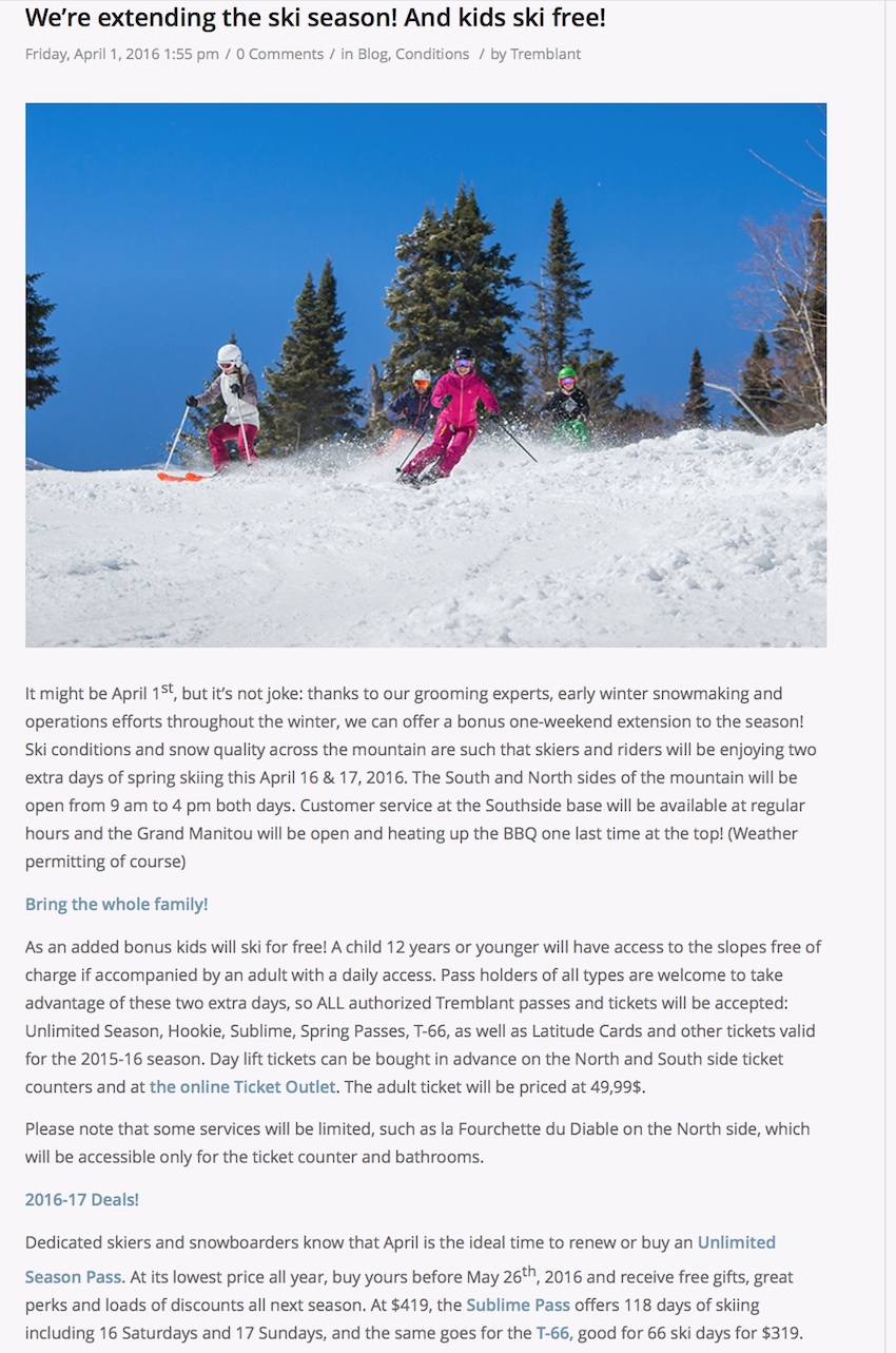 Screenshot Courtesy of Tremblant.ca