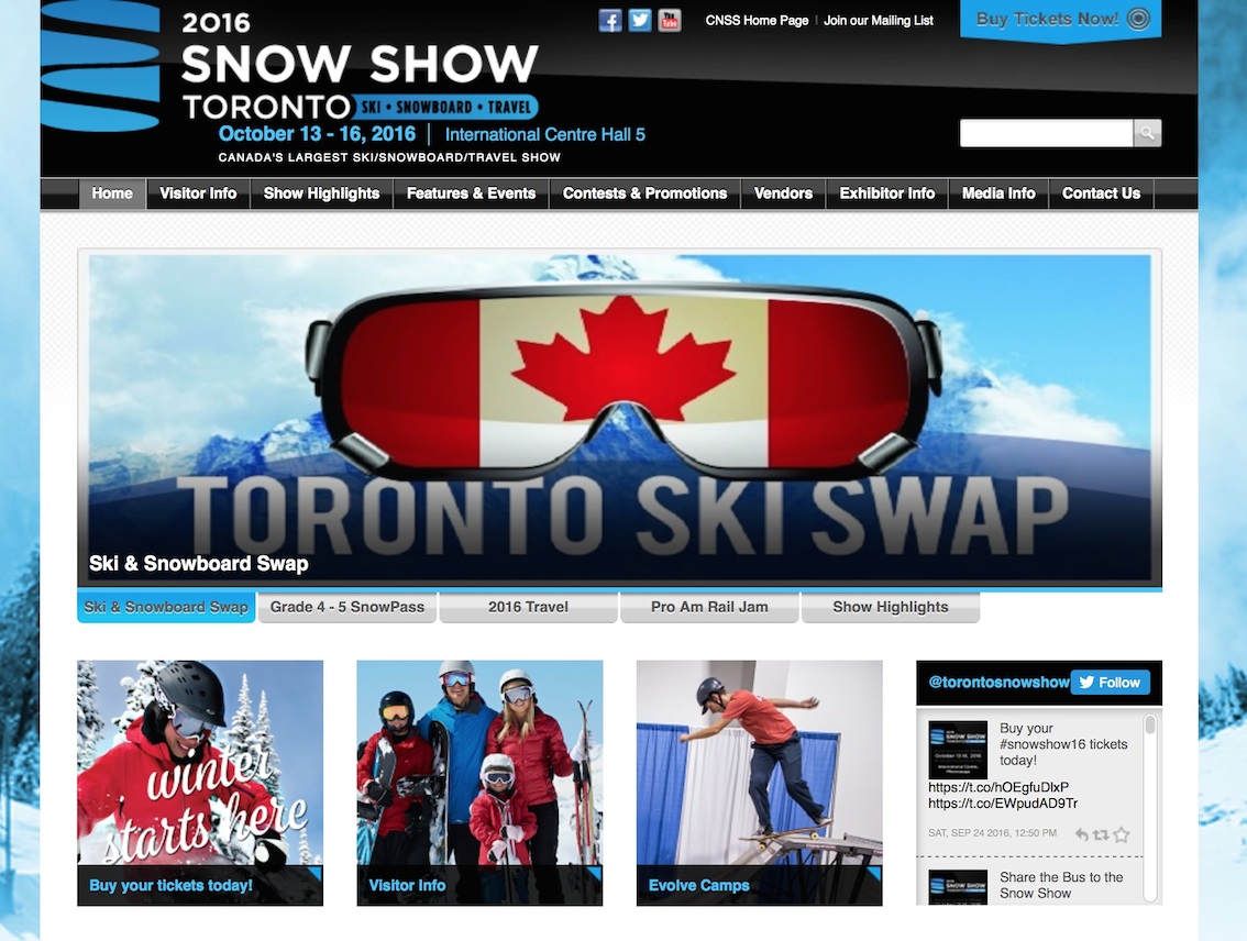 Screenshot Courtesy of Toronto Snow Show.