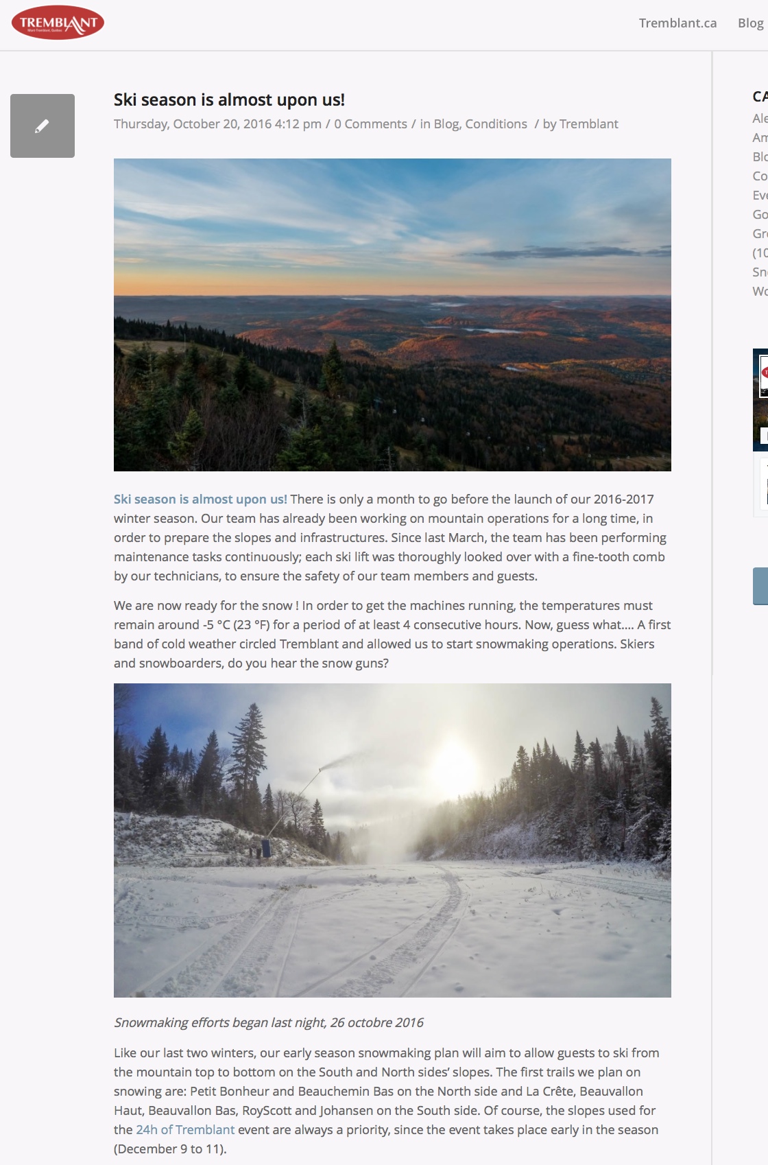 Archival Screenshot Courtesy of Tremblant.ca