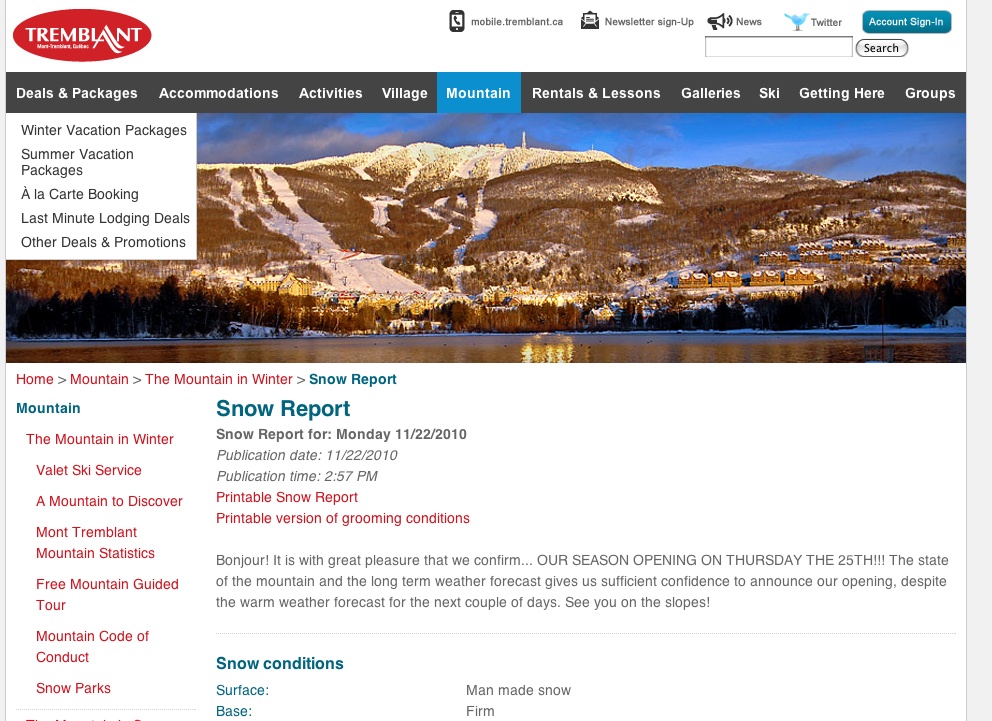 Screenshot courtesy of www.tremblant.ca